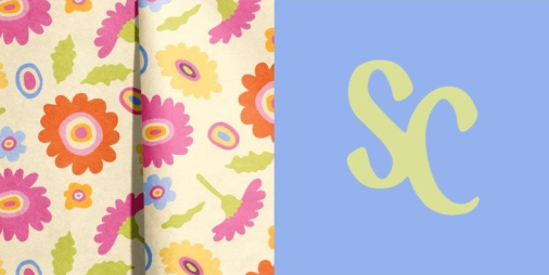 Playful retro brand pattern with floral illustrations and soft bold colors representing a fun outgoing brand personality. 